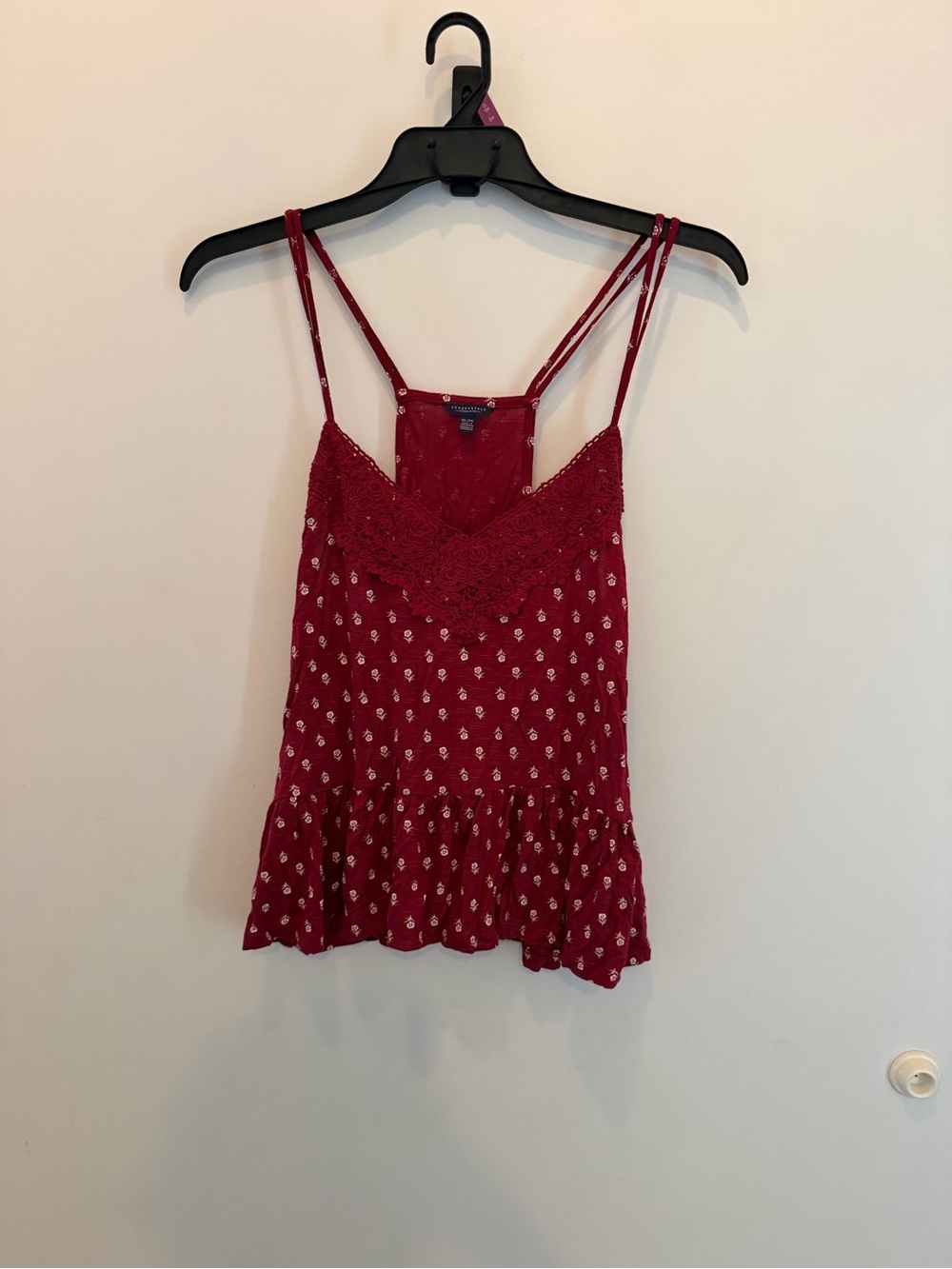 Aeropostale Red Lace-Trim Floral Print Camisole
